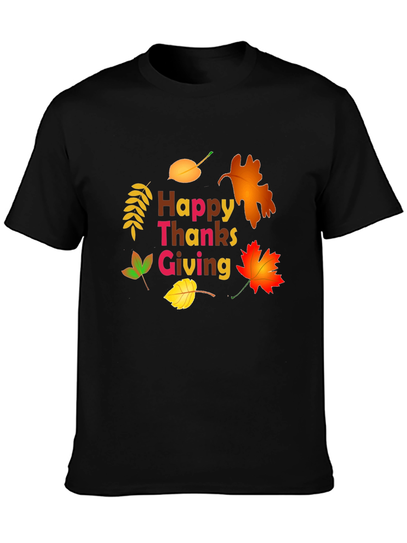 Happy Thanksgiving Leaf Graphic T-Shirt