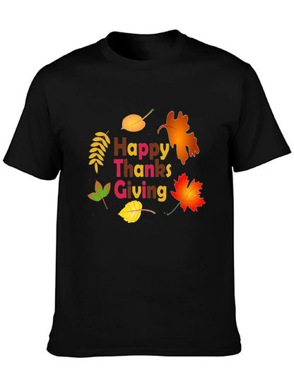 Happy Thanksgiving Leaf Graphic T-Shirt