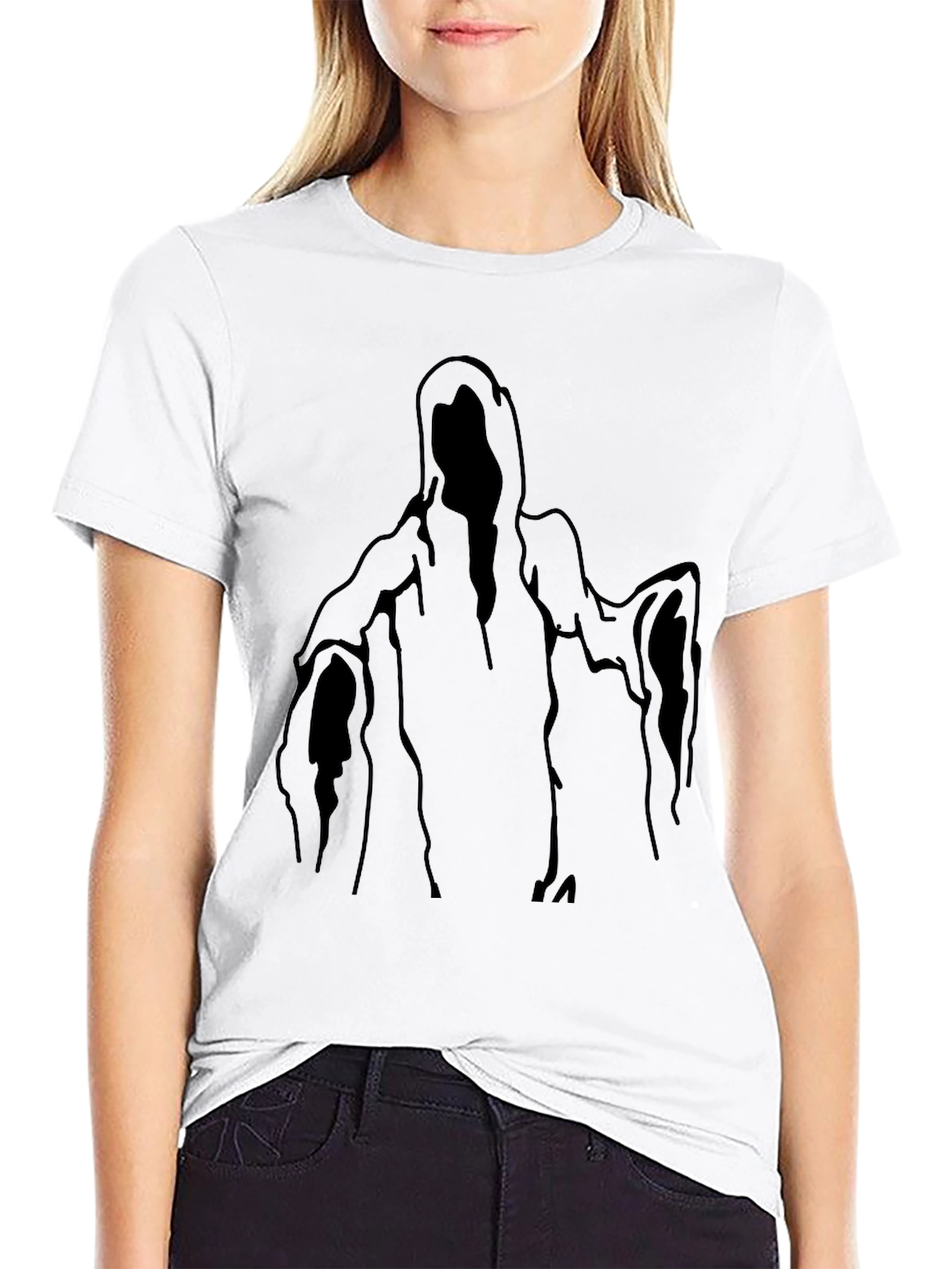 Black Ghost Graphic T-Shirt - Halloween Style