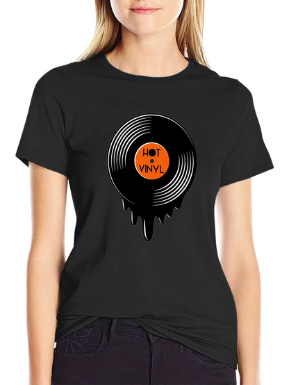 Hot Vinyl Record Graphic Black T-Shirt