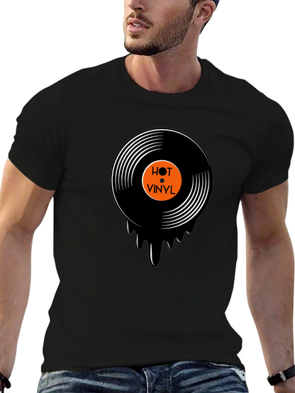 Hot Vinyl Record Graphic Black T-Shirt