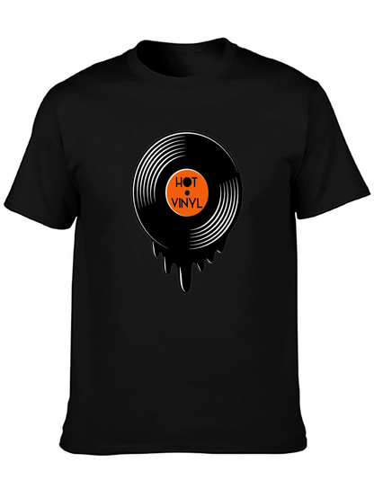 Hot Vinyl Record Graphic Black T-Shirt