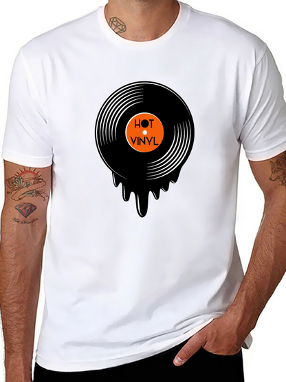 Hot Vinyl Record Graphic Black T-Shirt