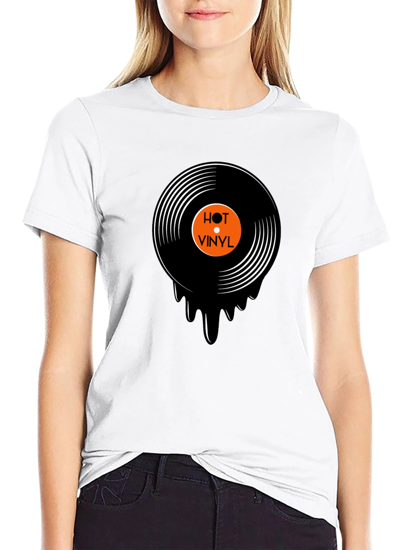Hot Vinyl Record Graphic Black T-Shirt