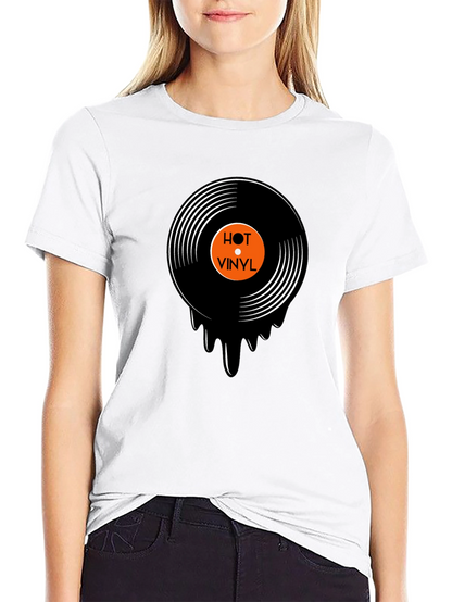 Hot Vinyl Record Graphic Black T-Shirt