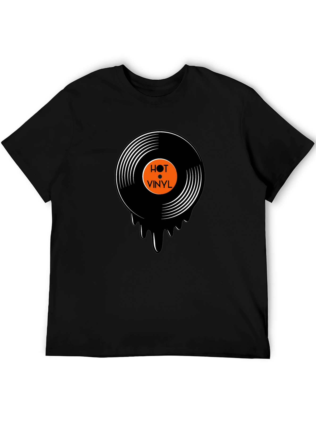 Hot Vinyl Record Graphic Black T-Shirt