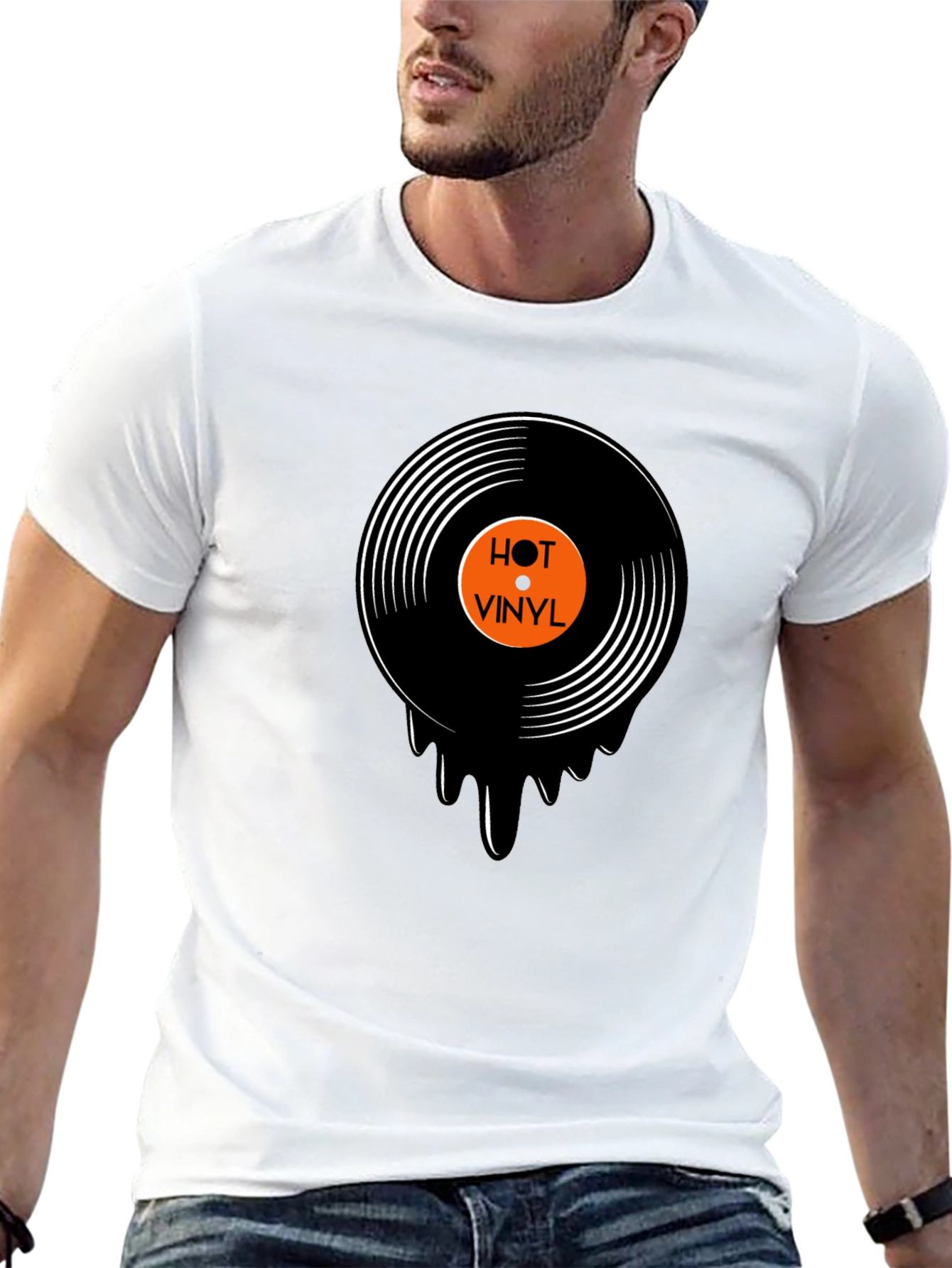 Hot Vinyl Record Graphic Black T-Shirt
