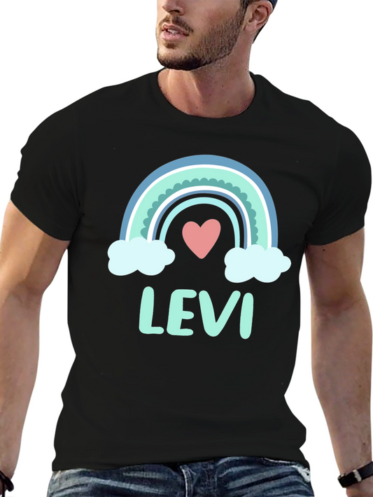 Levi Rainbow Heart Personalized Kids T-Shirt
