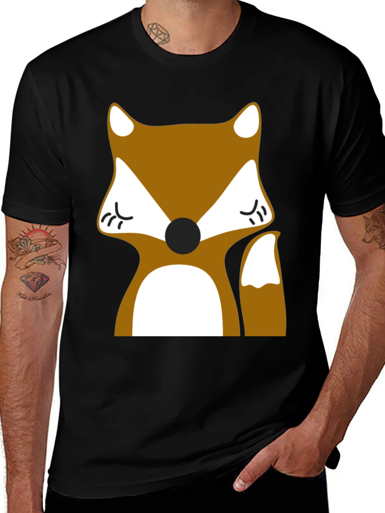 Fox Graphic Tee - Black Casual T-Shirt