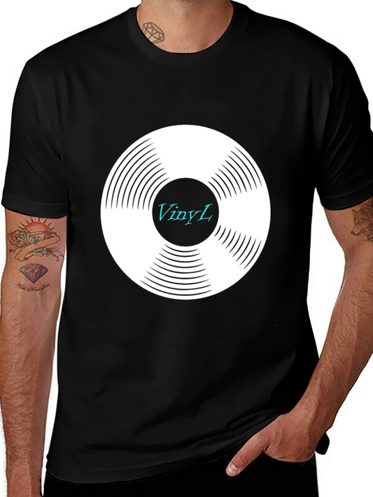 Vinyl Record Graphic Tee - Black Cotton Blend