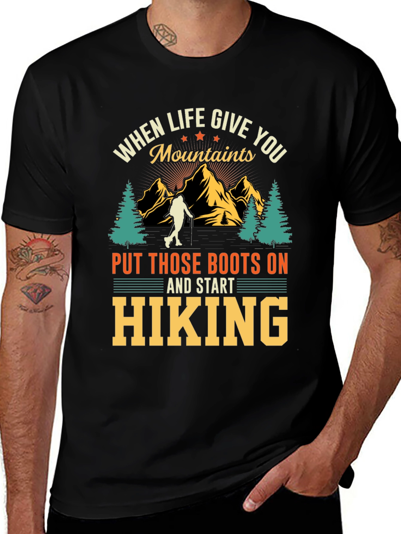 Hiking Mountains Graphic Tee - Black