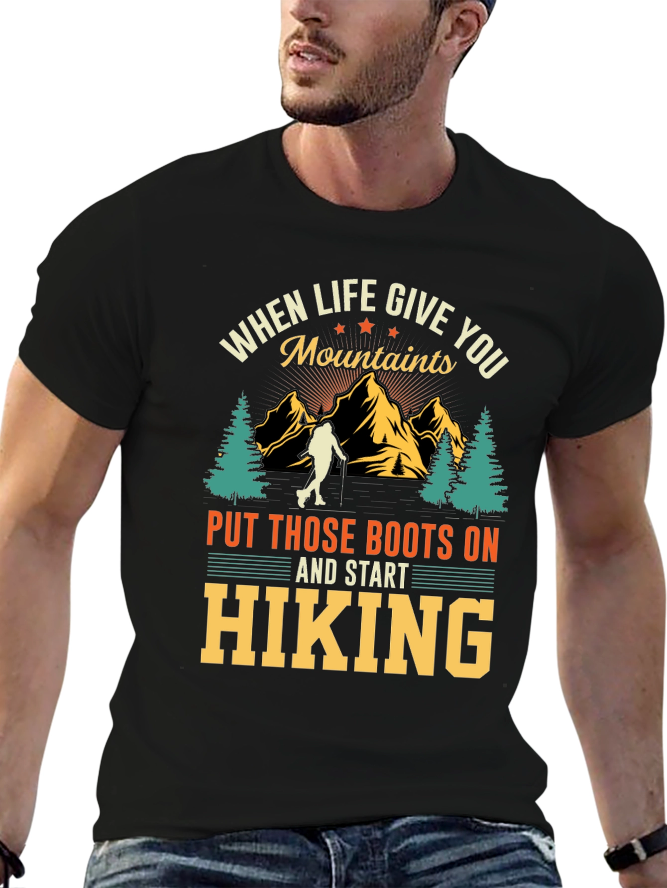 Hiking Mountains Graphic Tee - Black