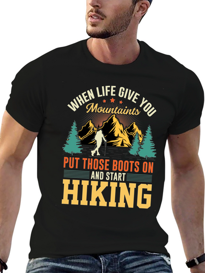 Hiking Mountains Graphic Tee - Black