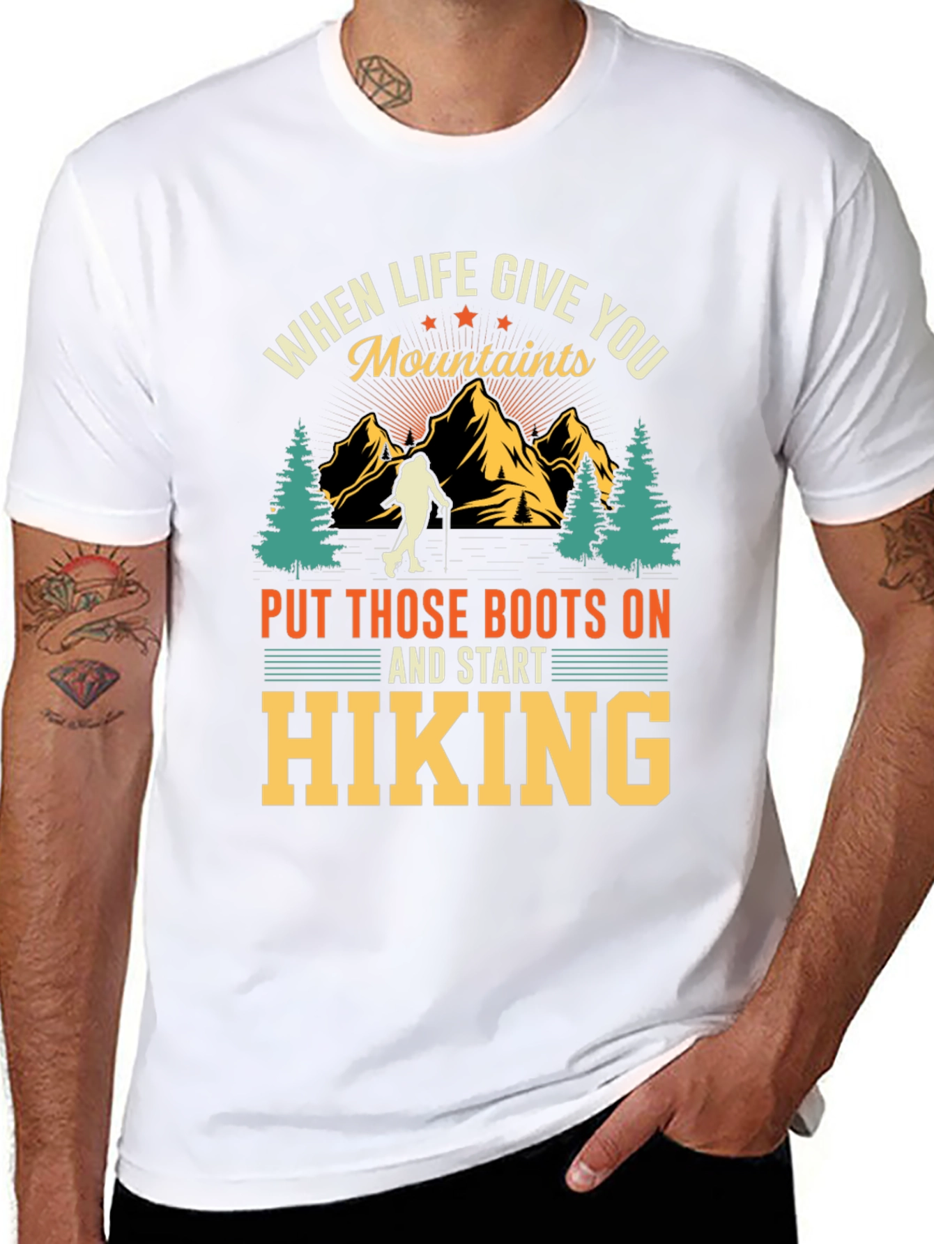 Hiking Mountains Graphic Tee - Black