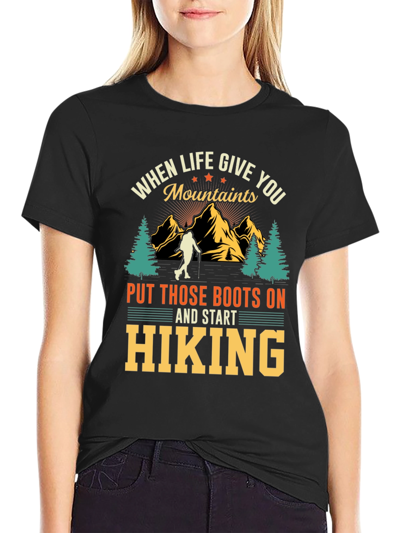 Hiking Mountains Graphic Tee - Black