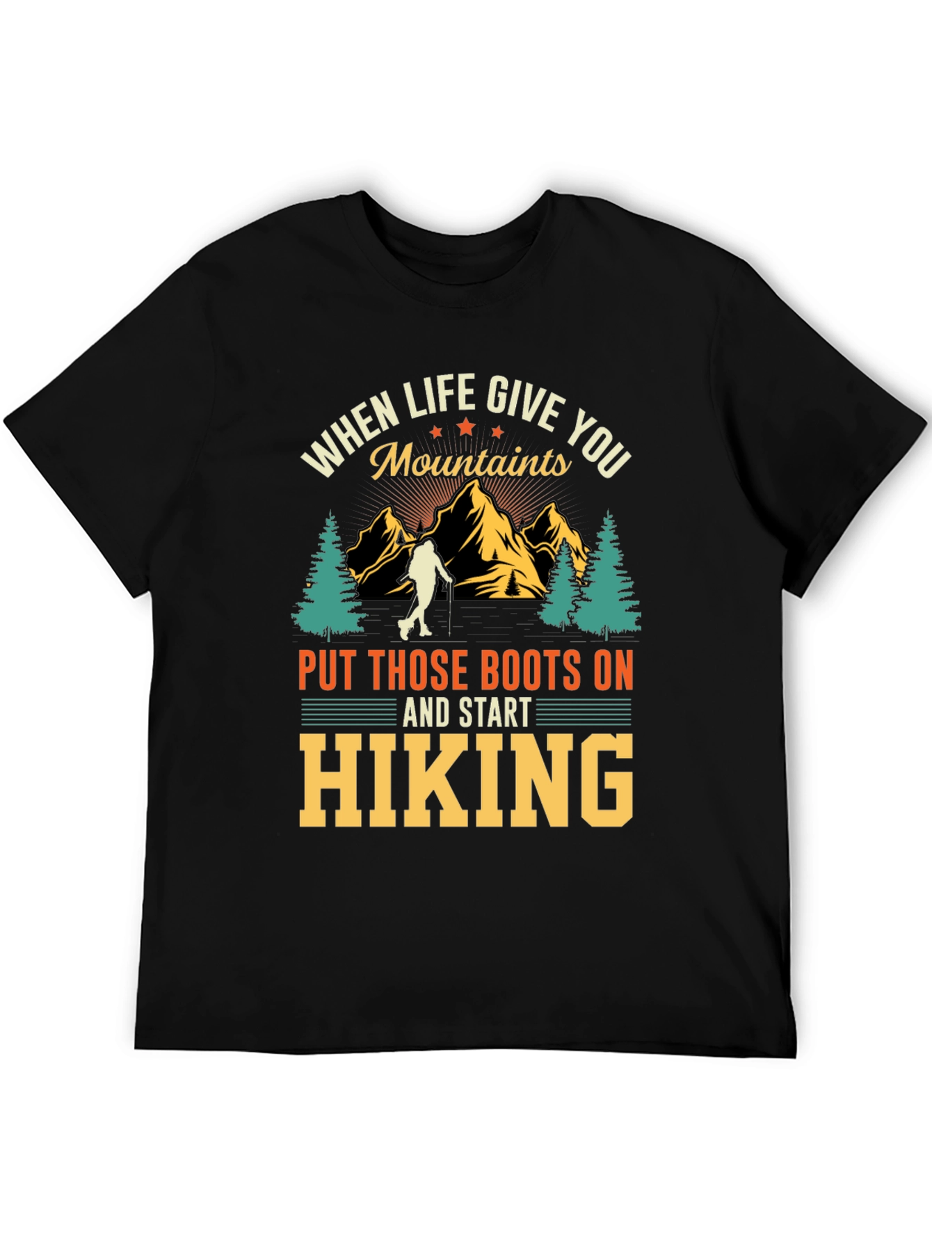 Hiking Mountains Graphic Tee - Black