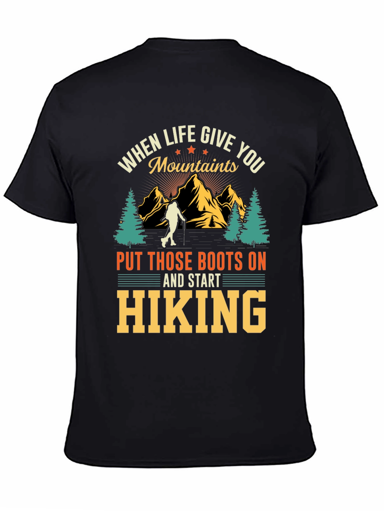 Hiking Mountains Graphic Tee - Black