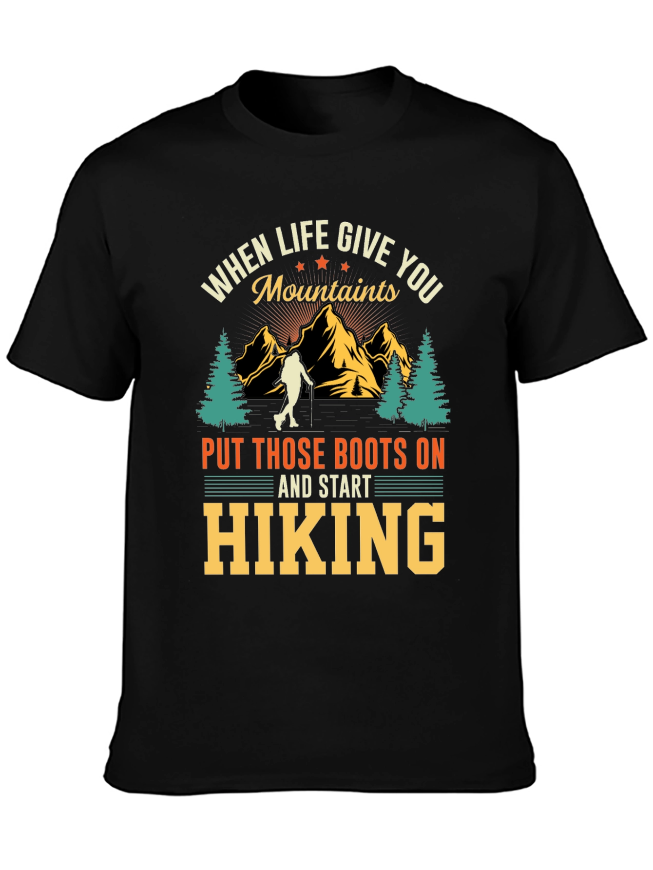 Hiking Mountains Graphic Tee - Black