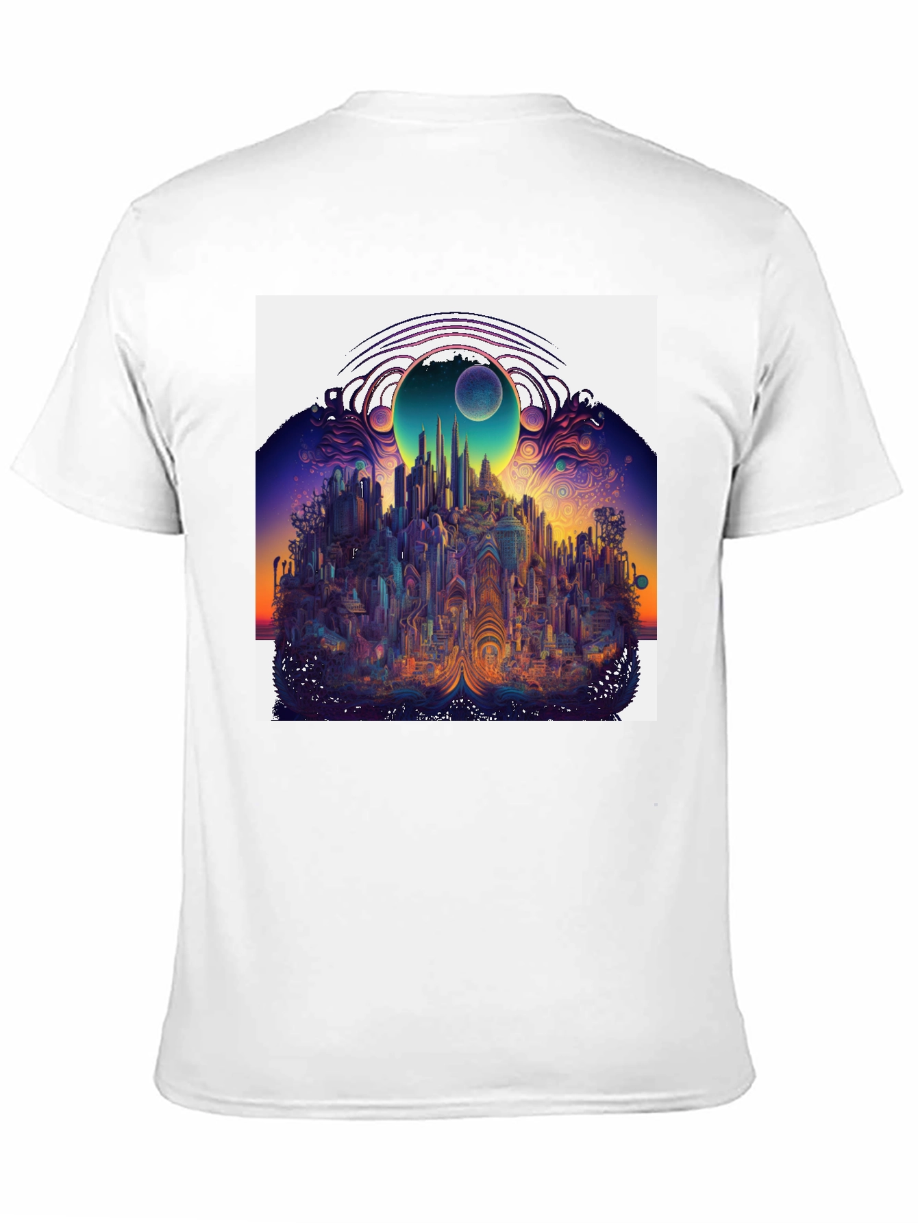 Surreal Cityscape Graphic Tee - Unique Black T-Shirt