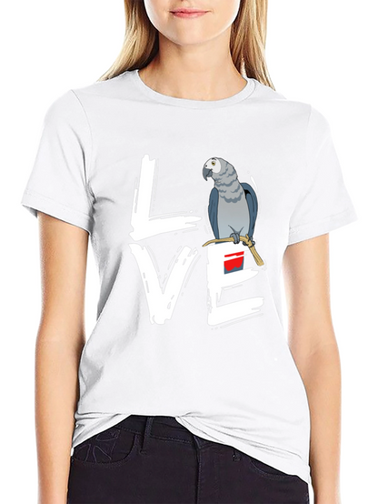 Love Parrot T-Shirt - African Grey Bird Tee