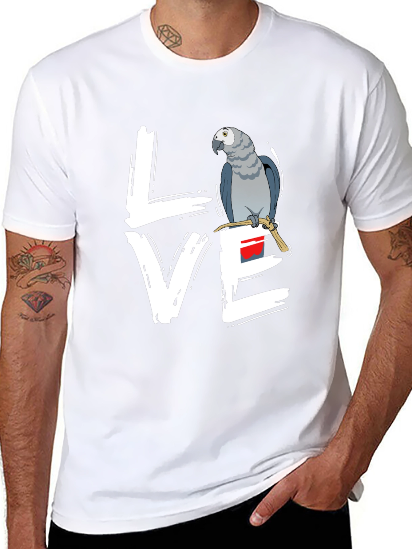 Love Parrot T-Shirt - African Grey Bird Tee