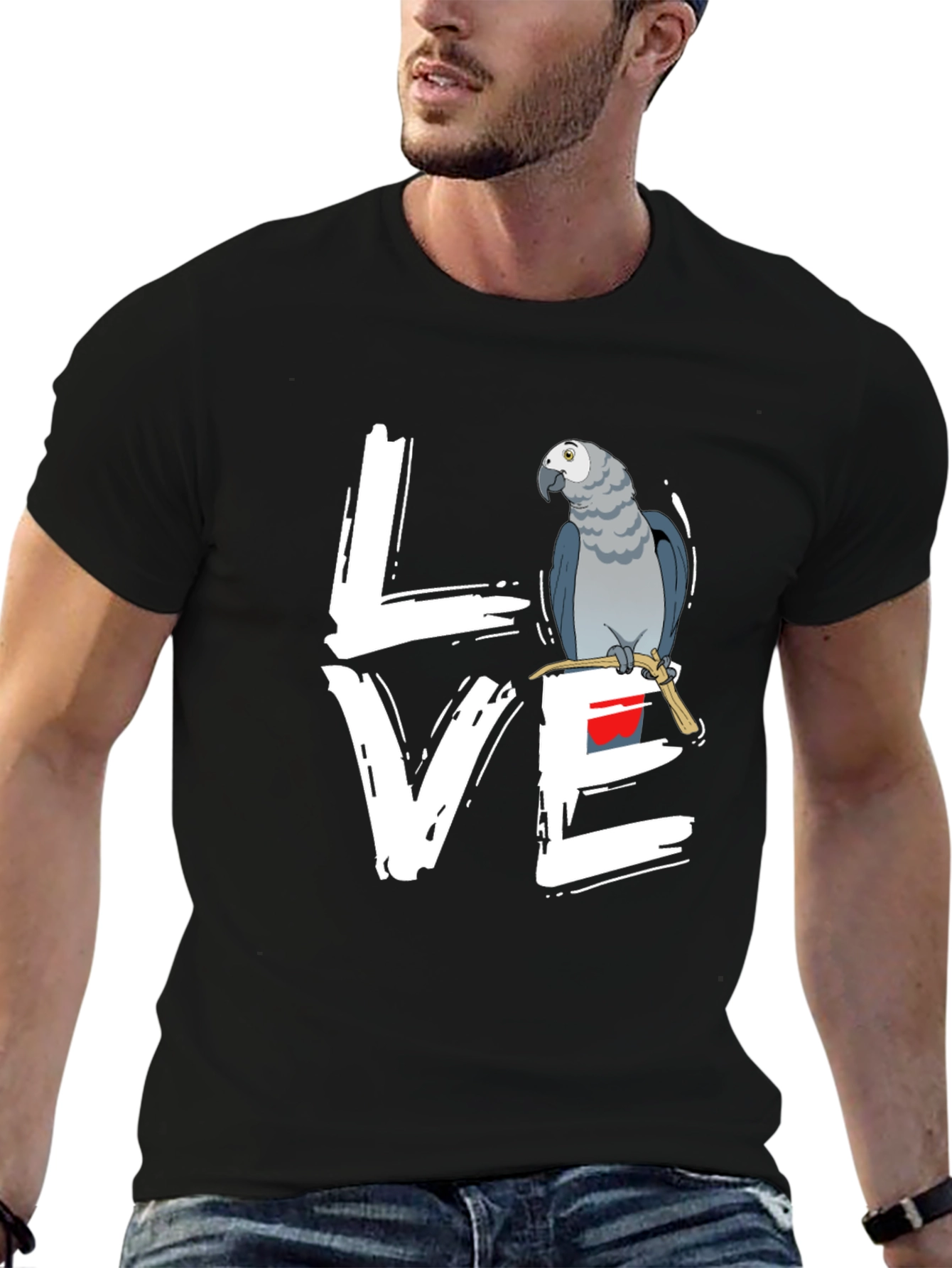 Love Parrot T-Shirt - African Grey Bird Tee