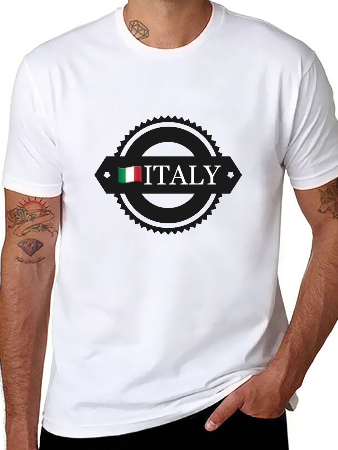 Italy Flag Graphic Black T-Shirt