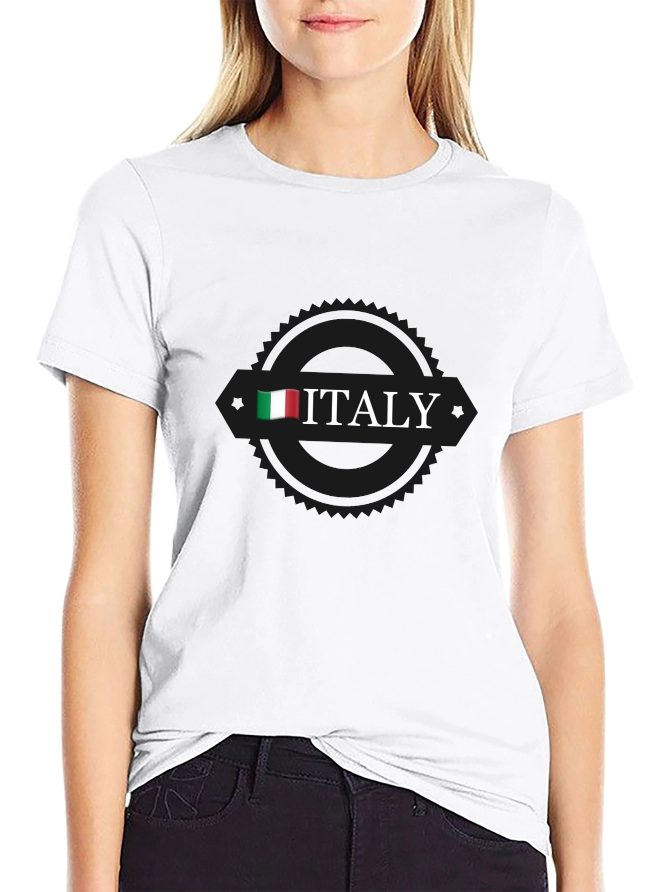 Italy Flag Graphic Black T-Shirt