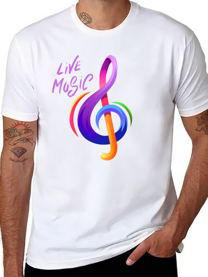 Live Music Treble Clef Graphic Tee - Vibrant Design