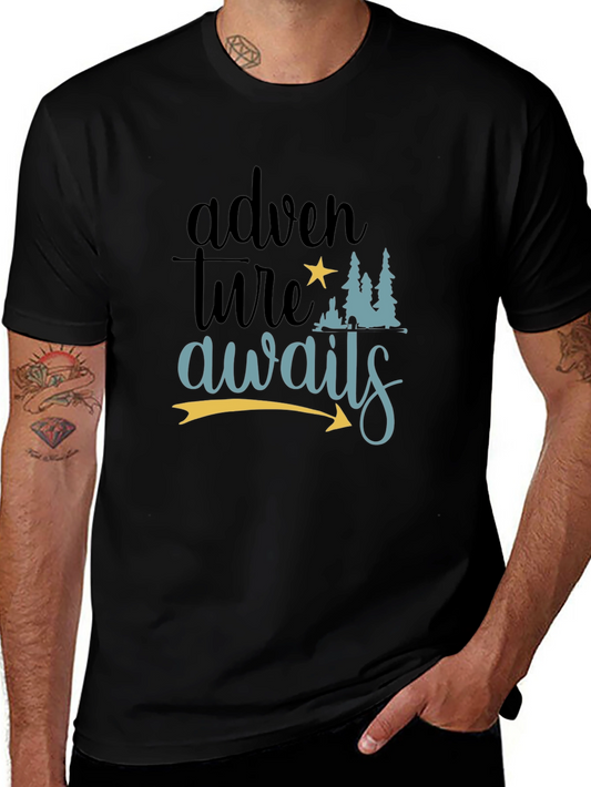 Adventure Awaits Graphic Tee - Mens Black T-Shirt