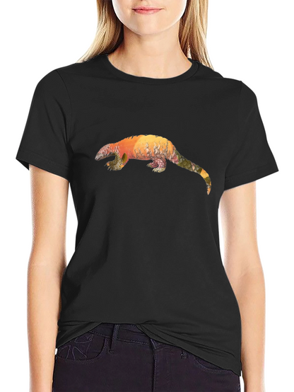Pangolin Graphic Black T-Shirt - Unique Animal Tee