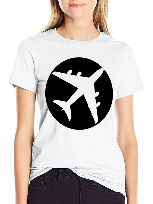 Airplane Silhouette Graphic Tee - Black