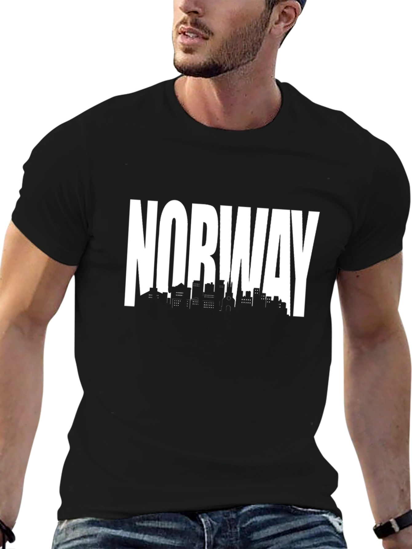 Norway Skyline Black T-Shirt