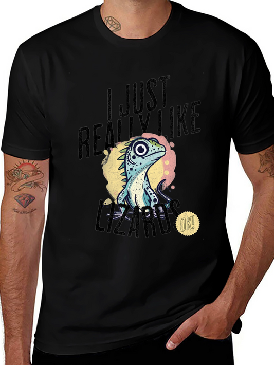 I Just Really Like Lizards T-Shirt - Black Cotton Tee