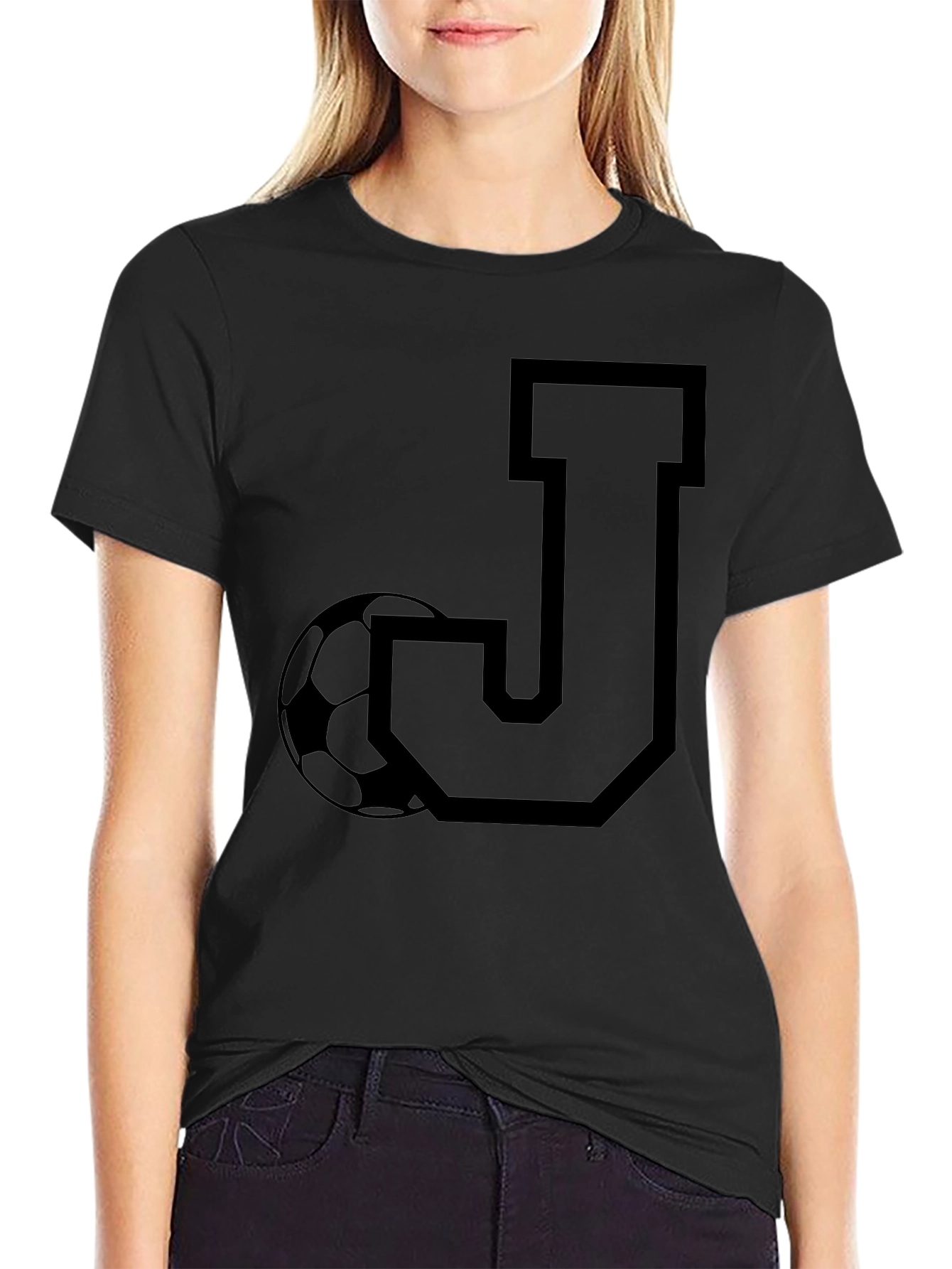 Initial J Soccer T-Shirt - Black