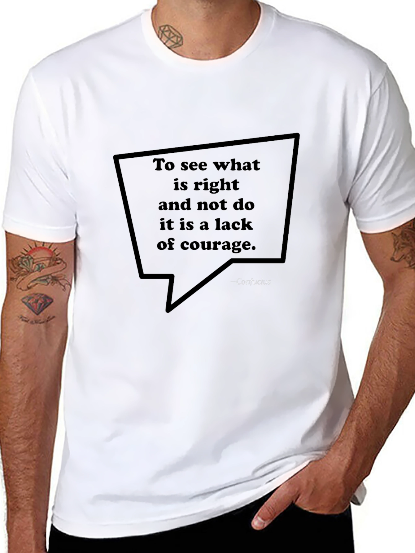 Confucius Quote Graphic Tee - Courage Wisdom Shirt