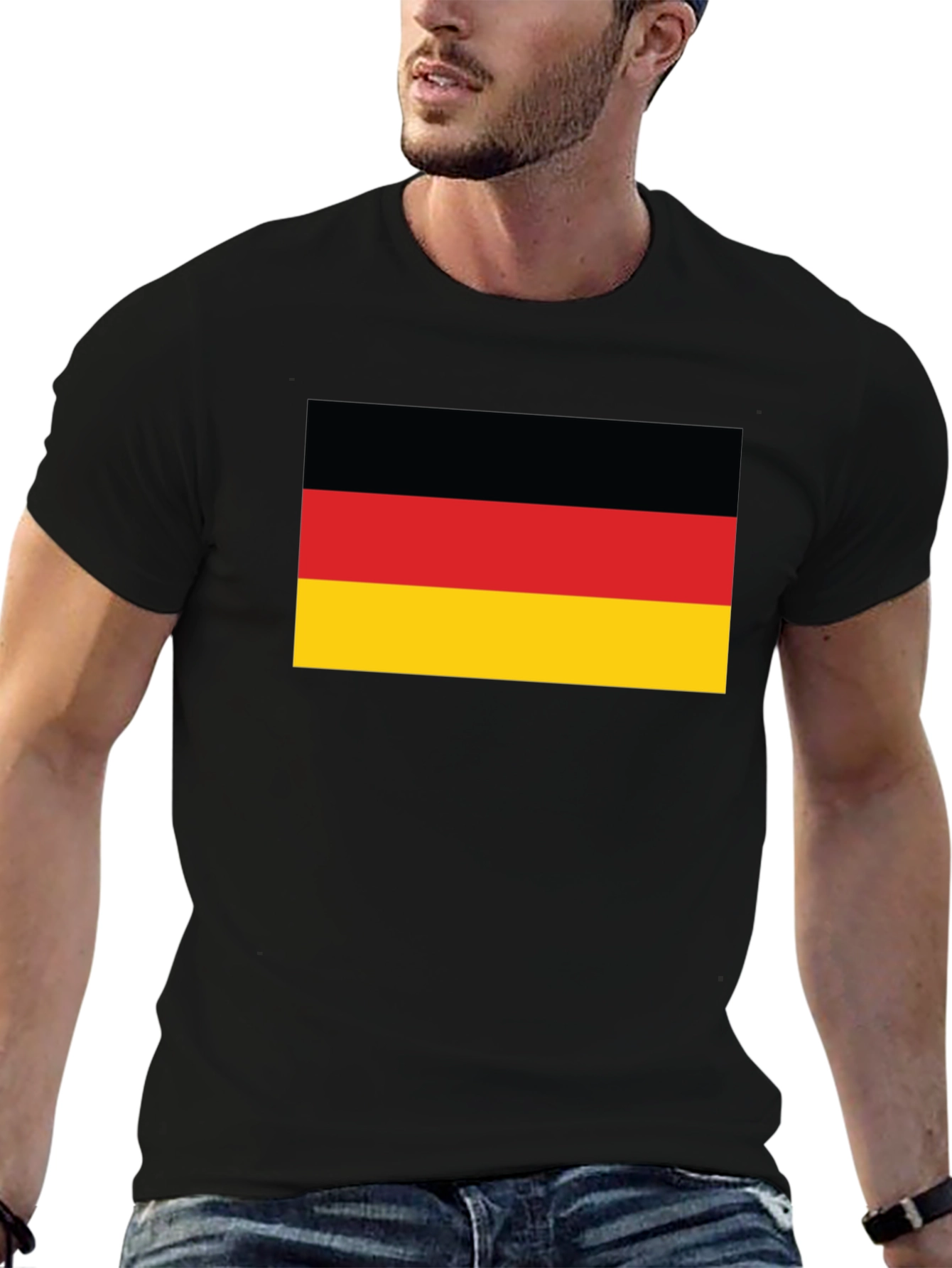 Germany Flag Graphic Tee - Black Cotton T-Shirt