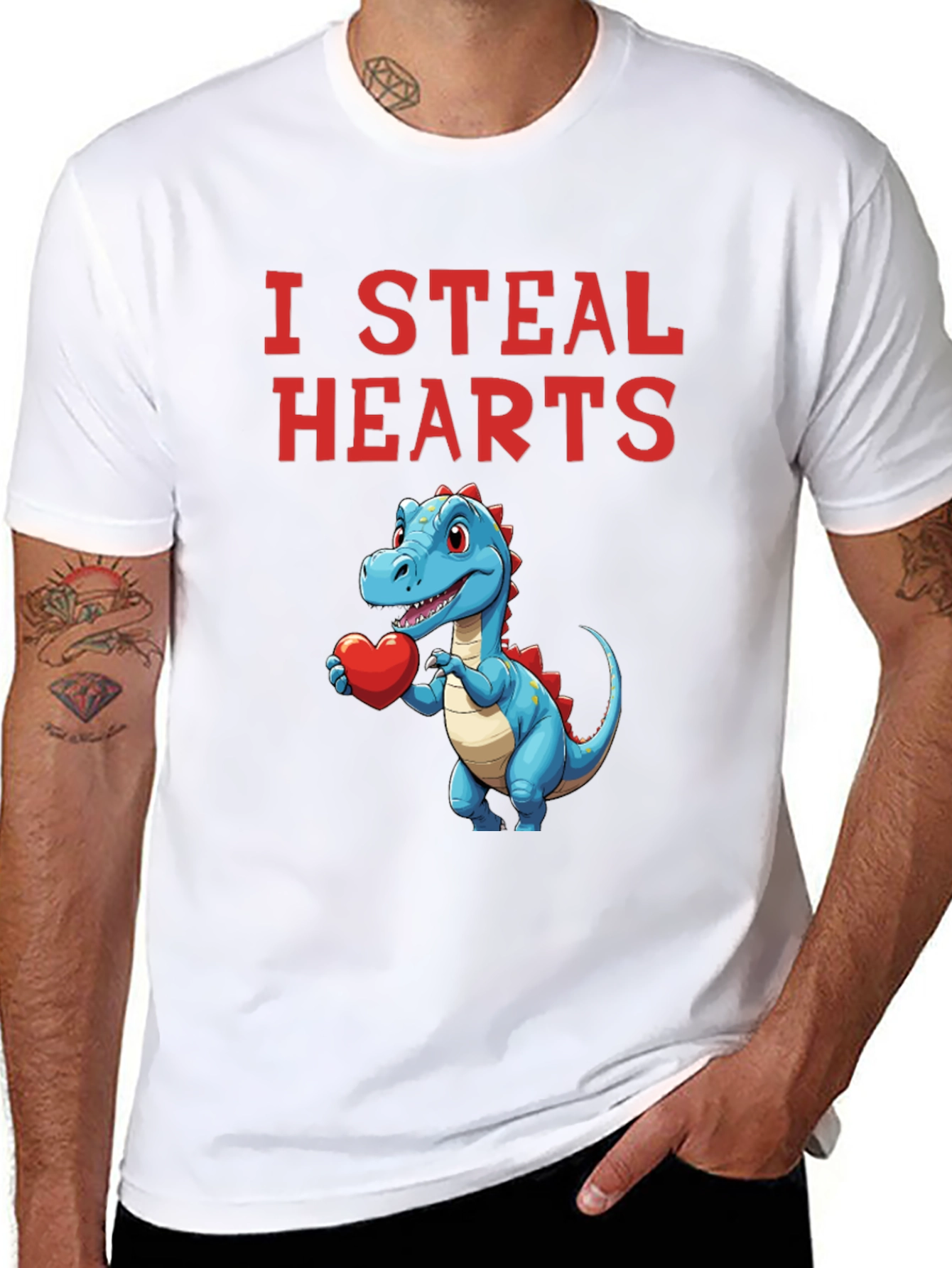 I Steal Hearts Dinosaur Valentines Day T-Shirt