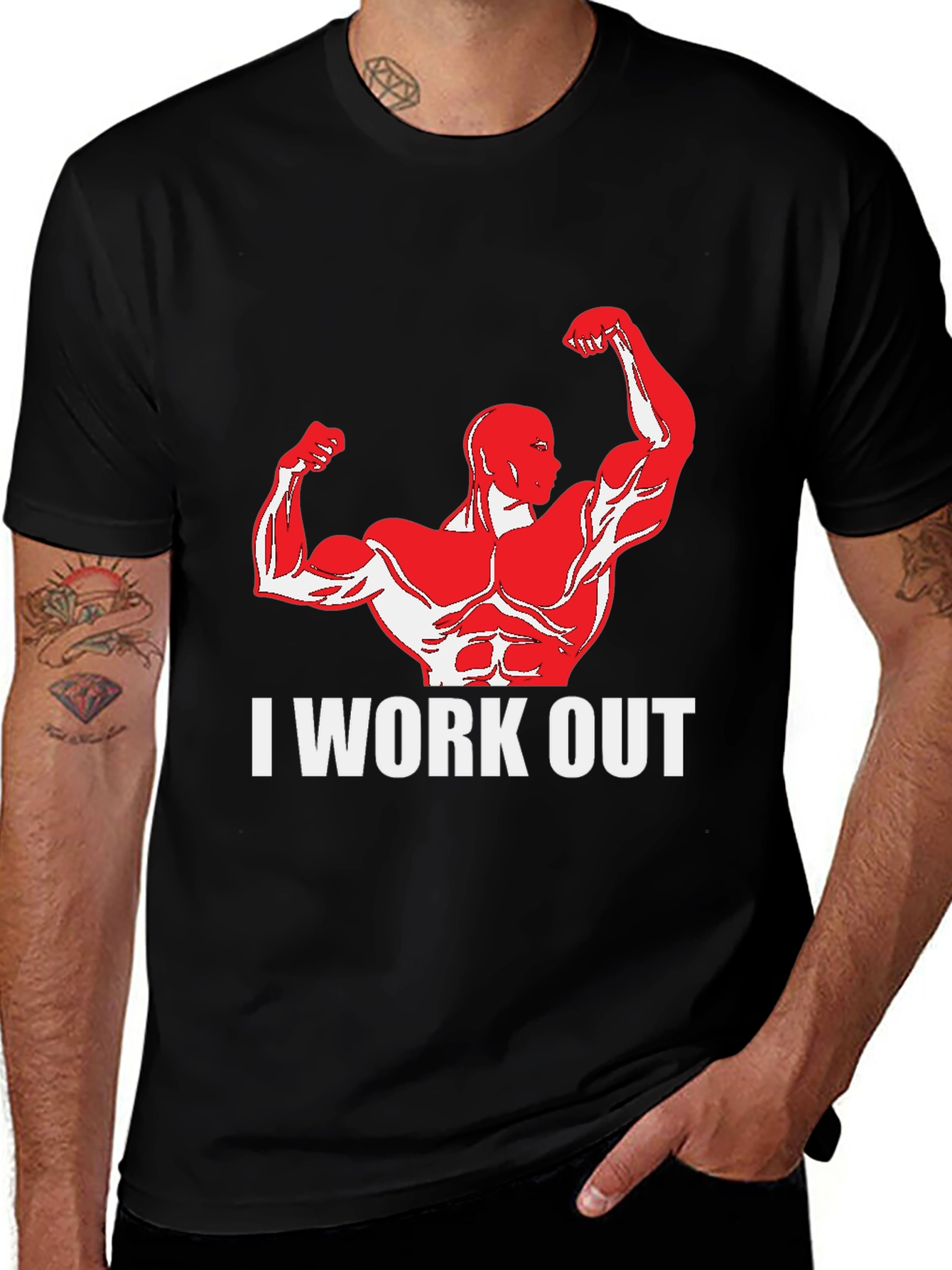 I Work Out Graphic Tee - Black