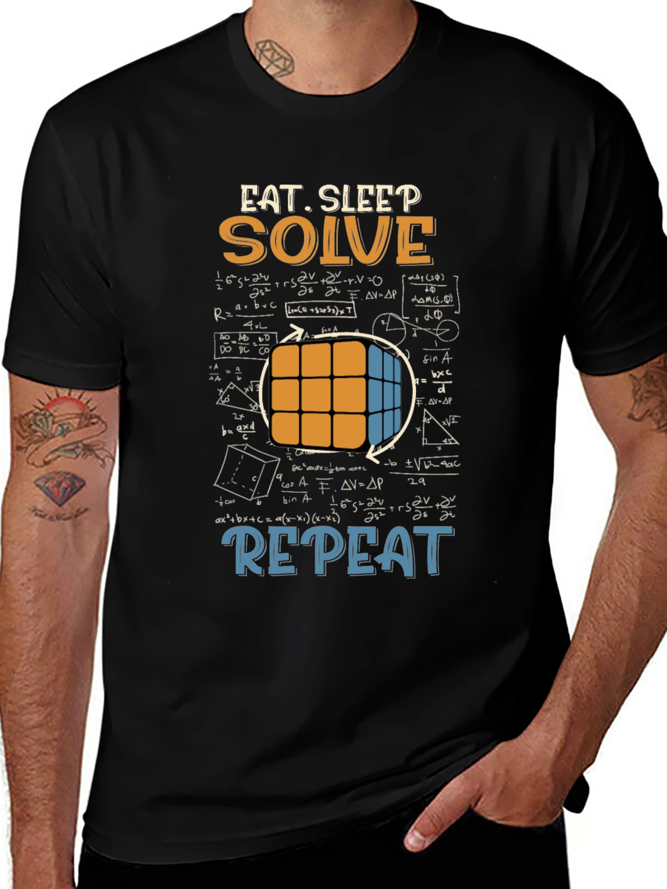 Eat Sleep Solve Repeat T-Shirt - Cube & Math