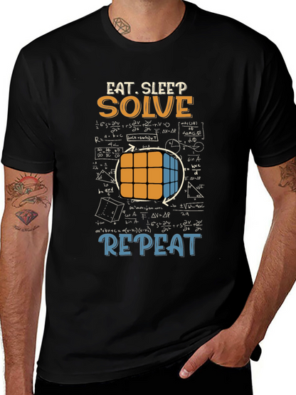 Eat Sleep Solve Repeat T-Shirt - Cube & Math