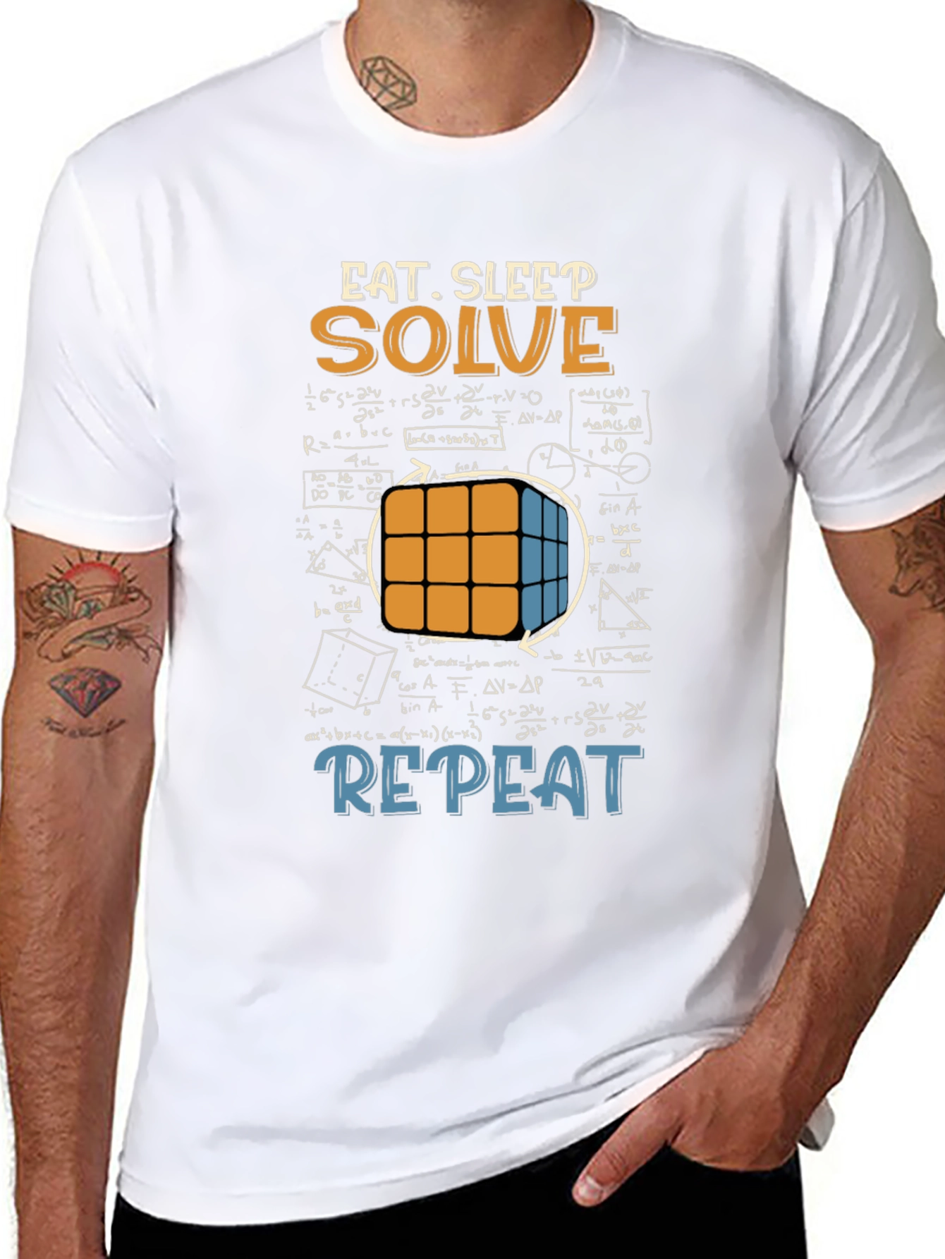 Eat Sleep Solve Repeat T-Shirt - Cube & Math