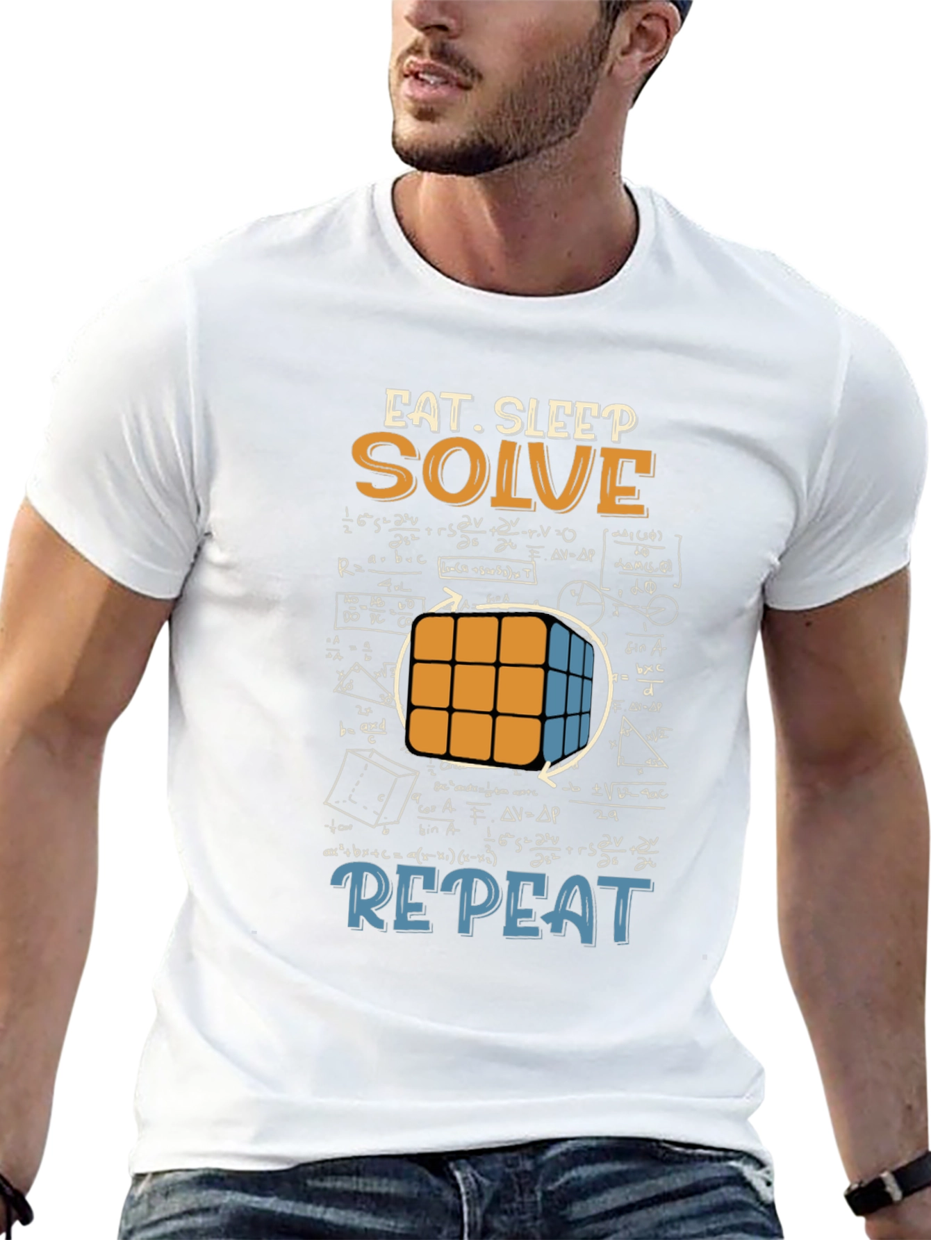 Eat Sleep Solve Repeat T-Shirt - Cube & Math