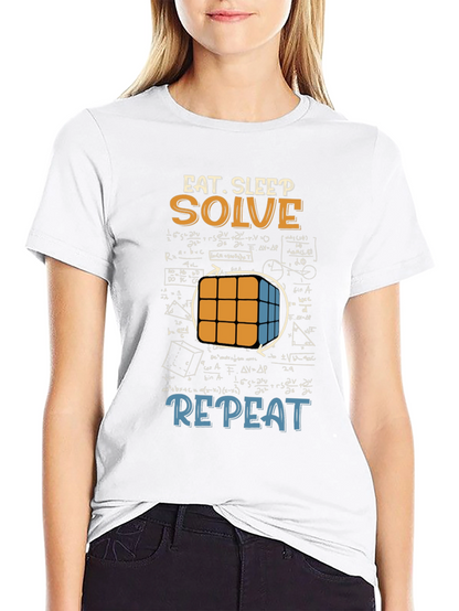 Eat Sleep Solve Repeat T-Shirt - Cube & Math