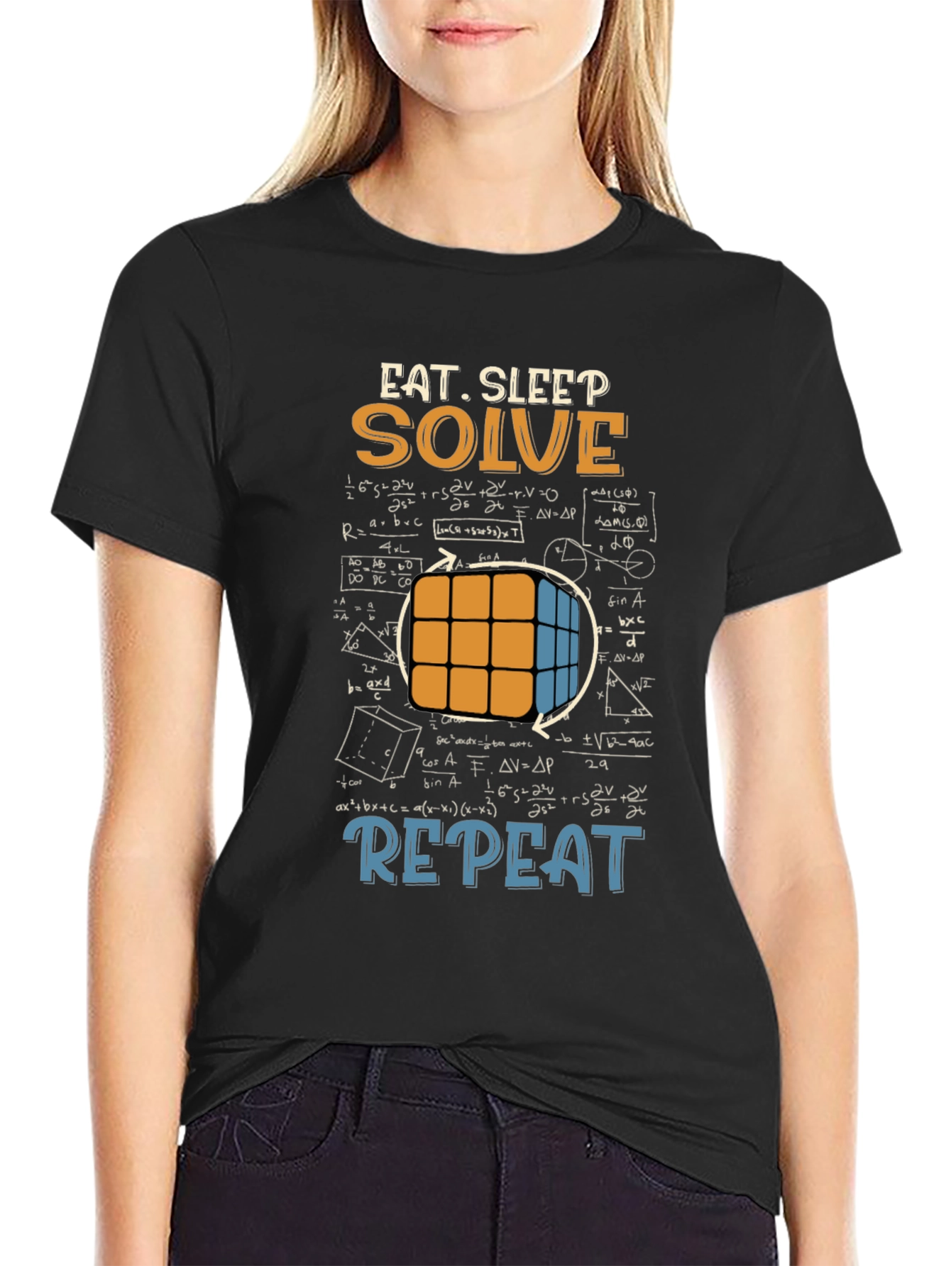 Eat Sleep Solve Repeat T-Shirt - Cube & Math