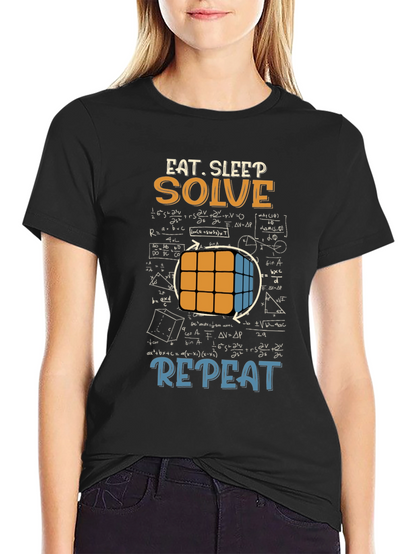 Eat Sleep Solve Repeat T-Shirt - Cube & Math