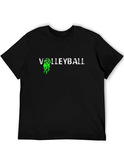 Volleyball Graphic Tee - Black Cotton T-Shirt