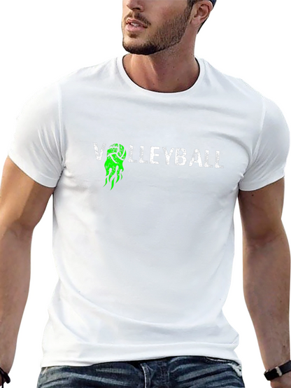 Volleyball Graphic Tee - Black Cotton T-Shirt