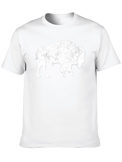 Distressed Buffalo Graphic Tee - Black Cotton T-Shirt