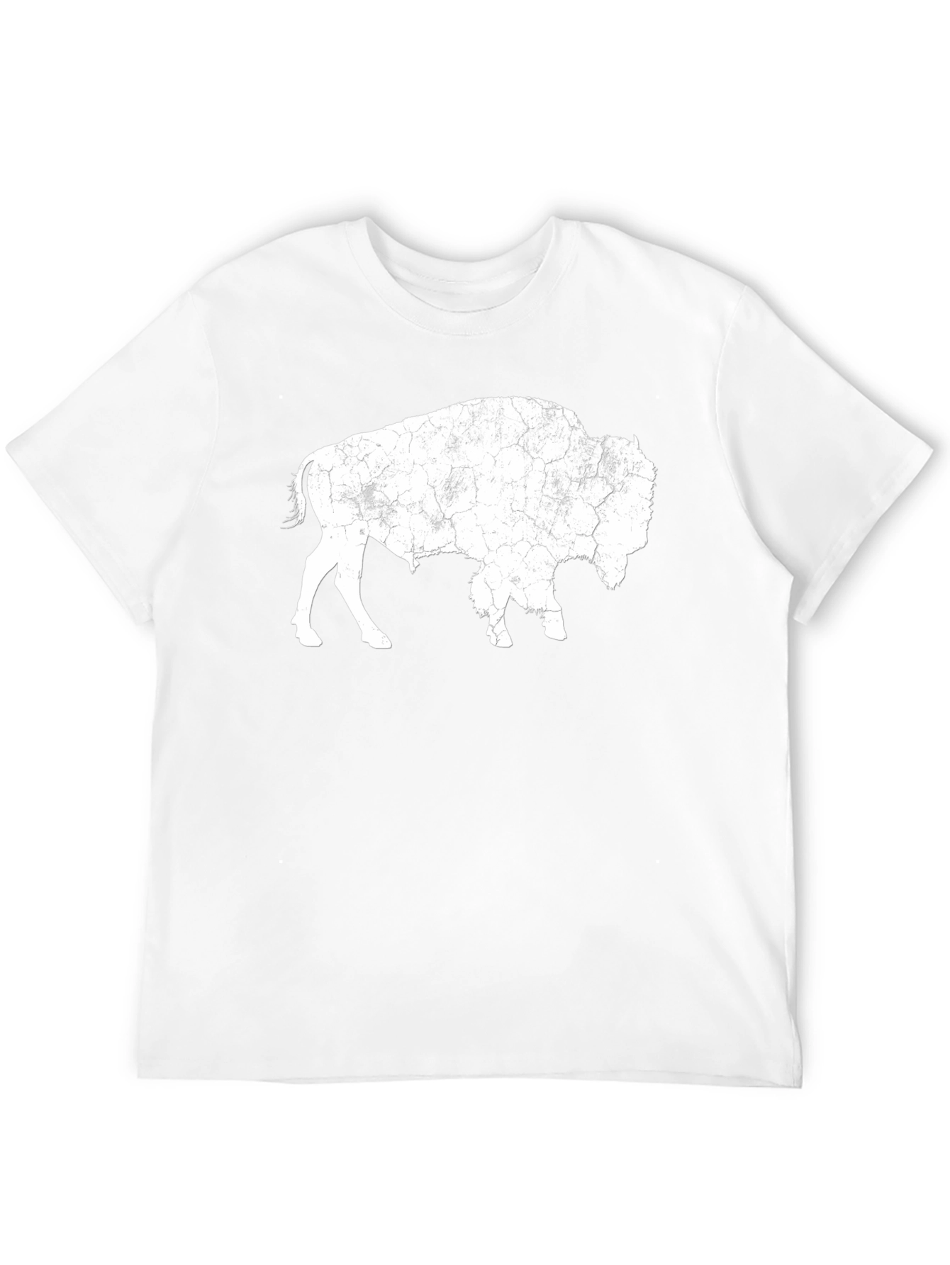 Distressed Buffalo Graphic Tee - Black Cotton T-Shirt